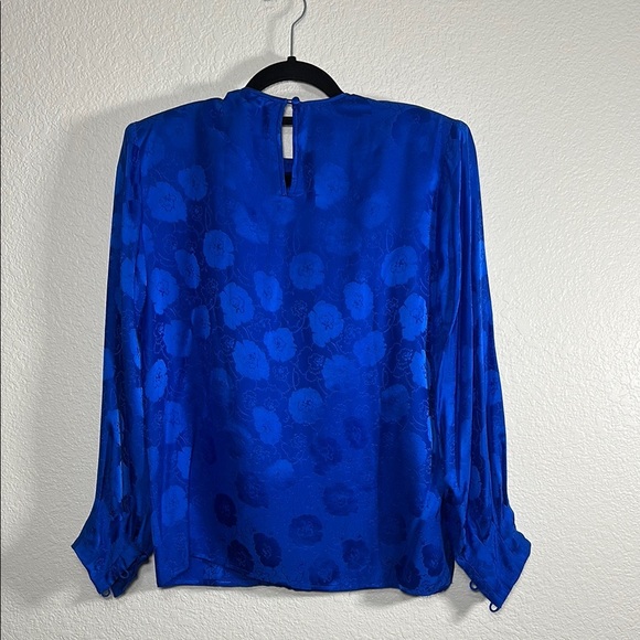Vintage Silk Elegant Blue Women's Top 8 - Picture 6 of 6